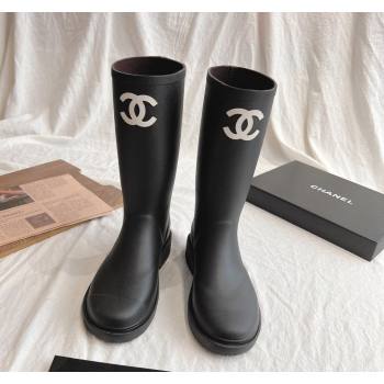 Chanel Rubber Medium Rain Boots with Front CC Black 2024 0425 (GDX-240425074)