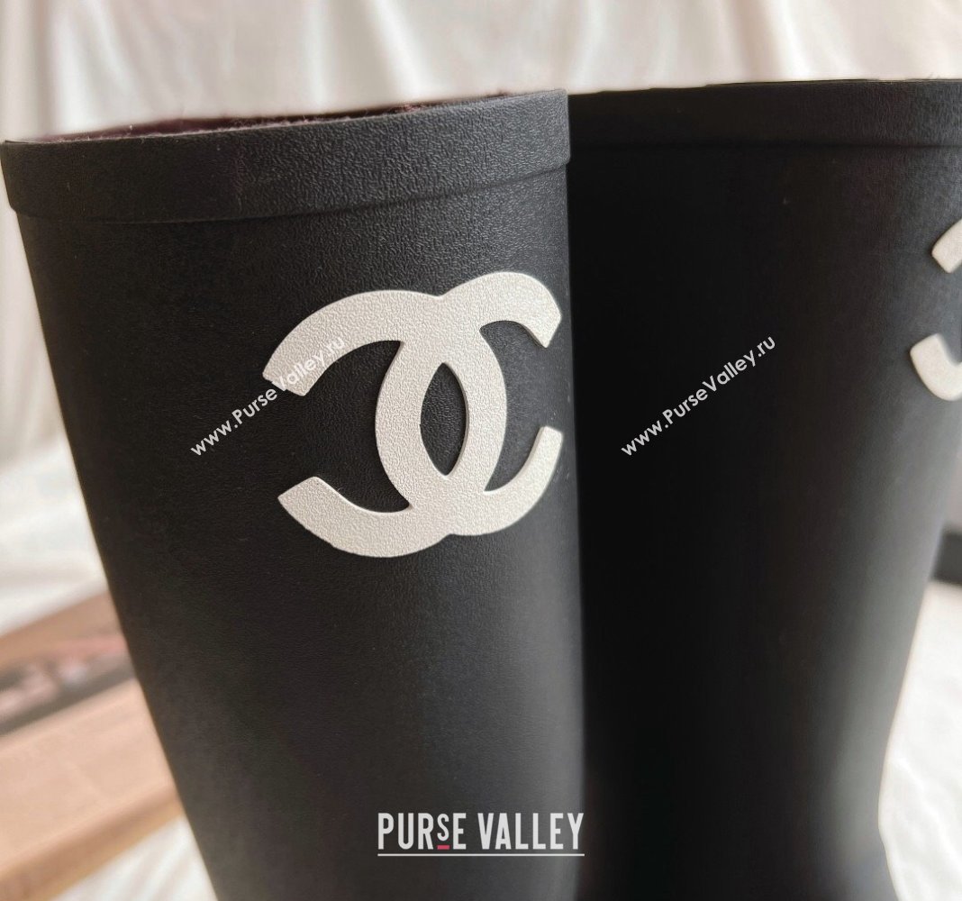 Chanel Rubber Medium Rain Boots with Front CC Black 2024 0425 (GDX-240425074)
