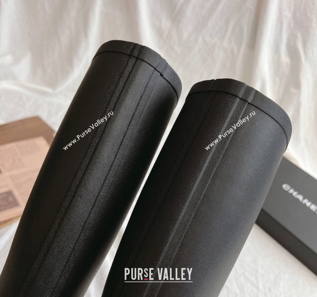 Chanel Rubber Medium Rain Boots with Front CC Black 2024 0425 (GDX-240425074)