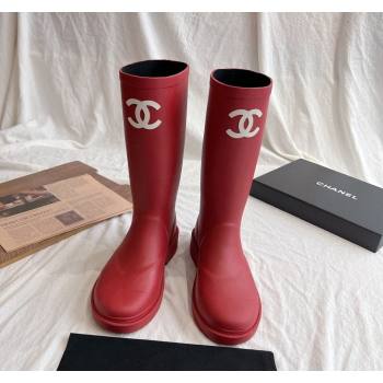 Chanel Rubber Medium Rain Boots with Front CC Red 2024 0425 (GDX-240425075)