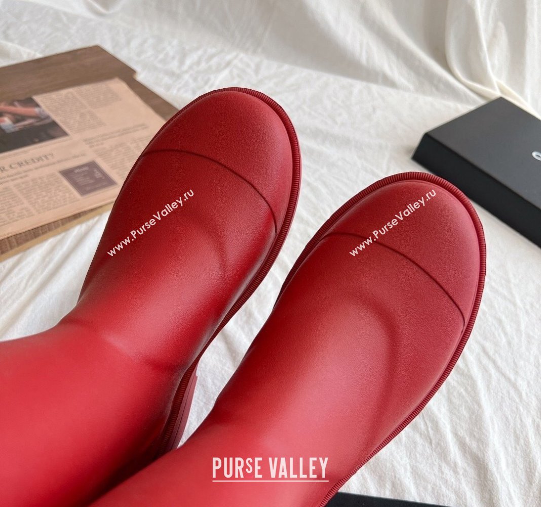 Chanel Rubber Medium Rain Boots with Front CC Red 2024 0425 (GDX-240425075)