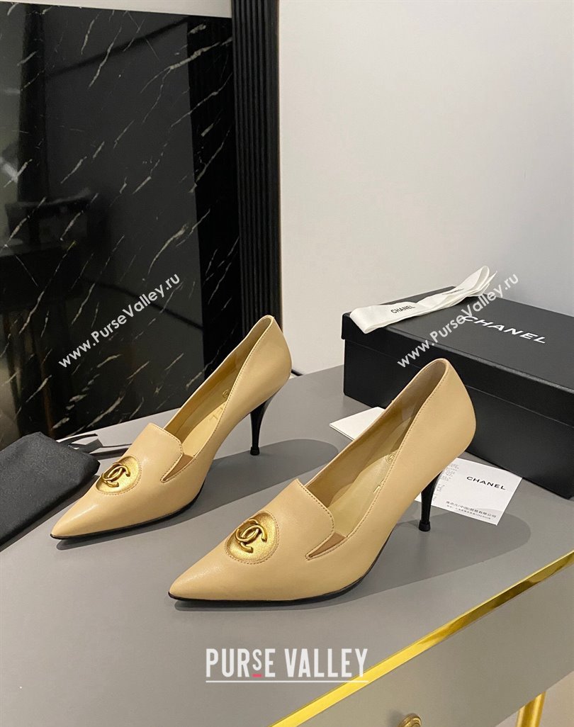 Chanel Vintage Lambskin Pumps 7.5cm Beige 2024 CH010901 (MD-240424018)