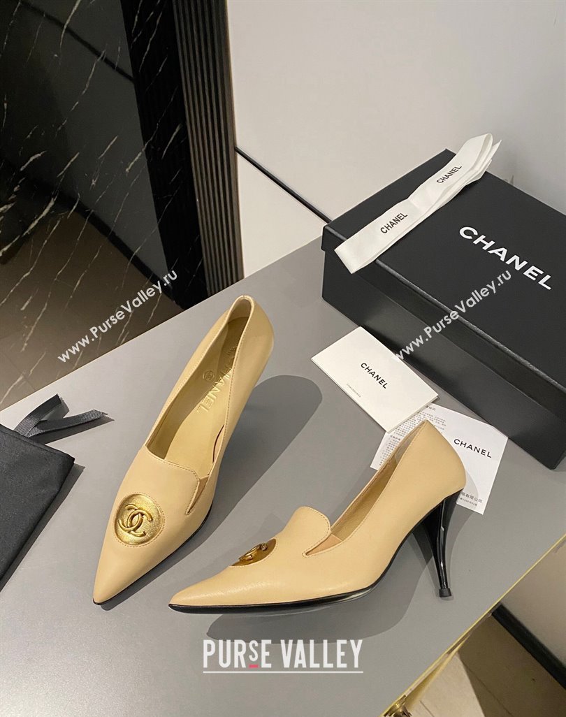 Chanel Vintage Lambskin Pumps 7.5cm Beige 2024 CH010901 (MD-240424018)