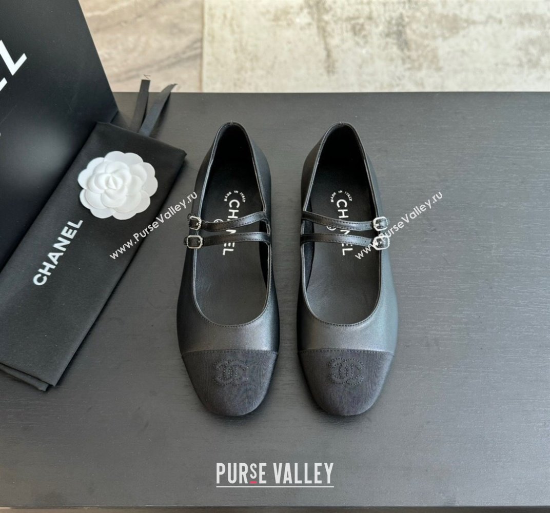 Chanel Lambskin Ballet Flat with Double Buckle Strap Black 2024 0425 (SS-240425080)