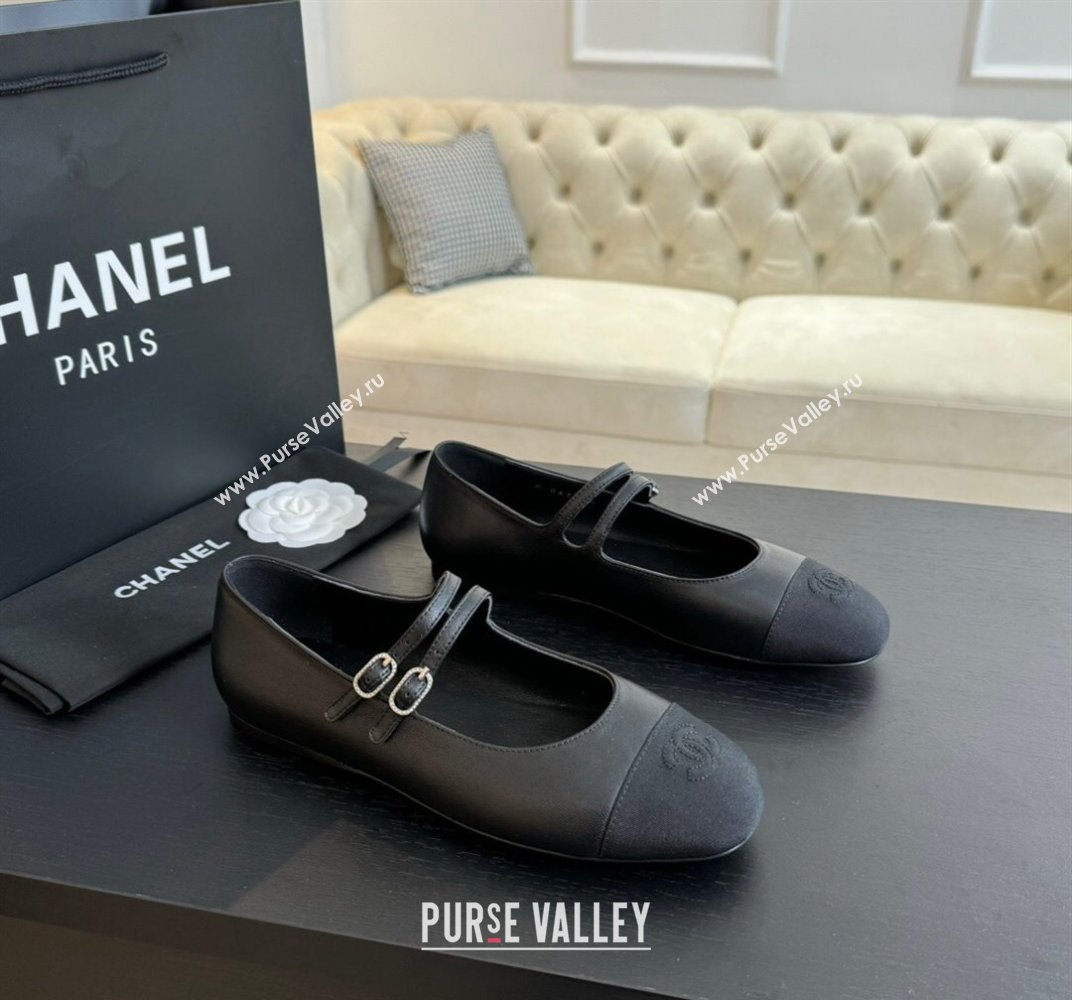 Chanel Lambskin Ballet Flat with Double Buckle Strap Black 2024 0425 (SS-240425080)