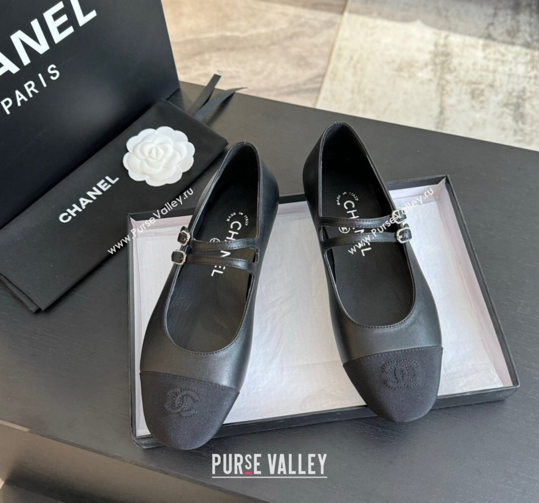 Chanel Lambskin Ballet Flat with Double Buckle Strap Black 2024 0425 (SS-240425080)