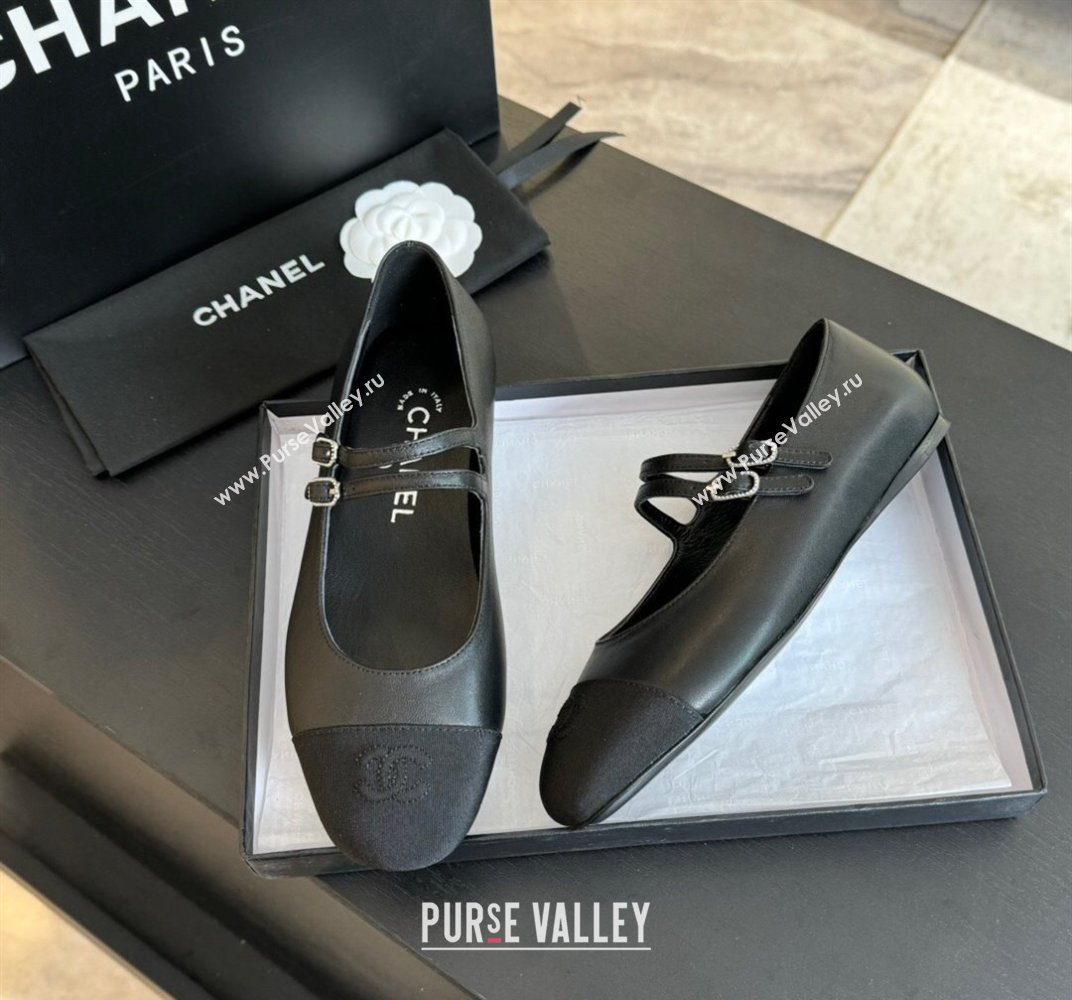 Chanel Lambskin Ballet Flat with Double Buckle Strap Black 2024 0425 (SS-240425080)