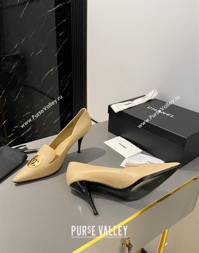 Chanel Vintage Lambskin Pumps 7.5cm Beige 2024 CH010901 (MD-240424018)