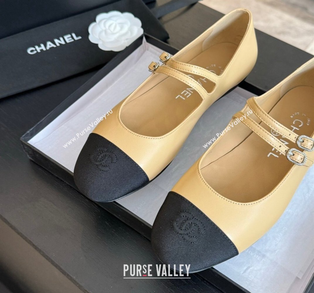Chanel Lambskin Ballet Flat with Double Buckle Strap Beige 2024 0425 (SS-240425082)