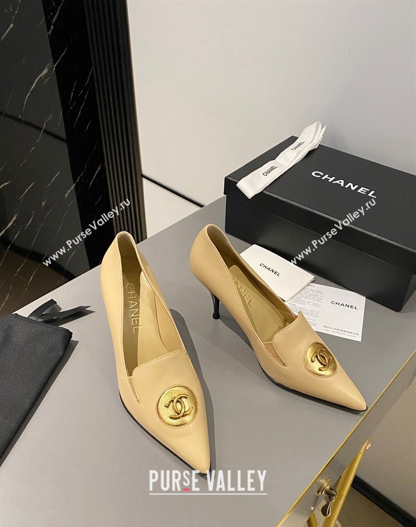 Chanel Vintage Lambskin Pumps 7.5cm Beige 2024 CH010901 (MD-240424018)