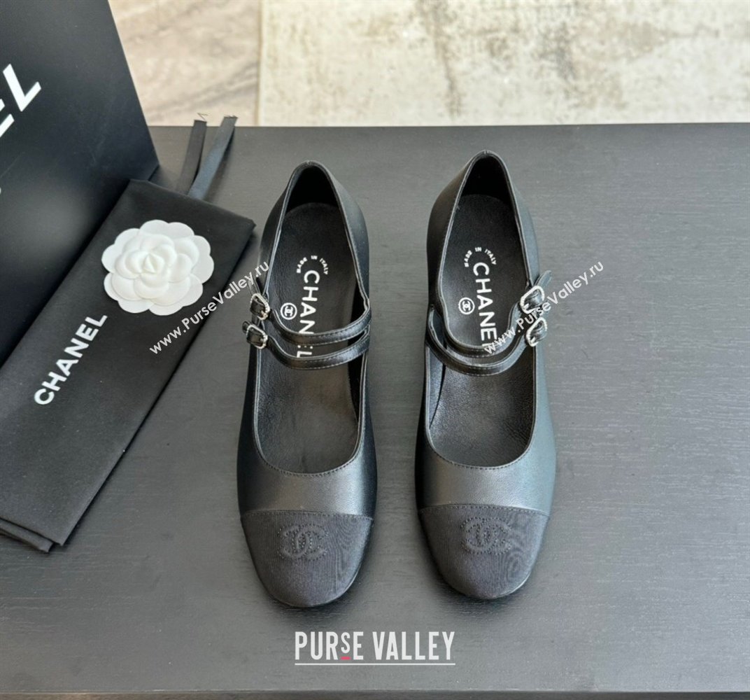 Chanel Lambskin Mary Janes Pump with Double Buckle Strap Black 2024 0425 (SS-240425083)