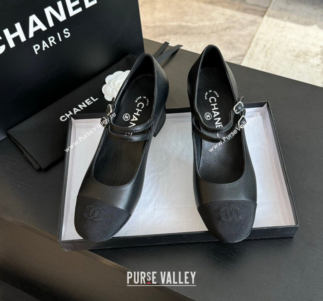 Chanel Lambskin Mary Janes Pump with Double Buckle Strap Black 2024 0425 (SS-240425083)