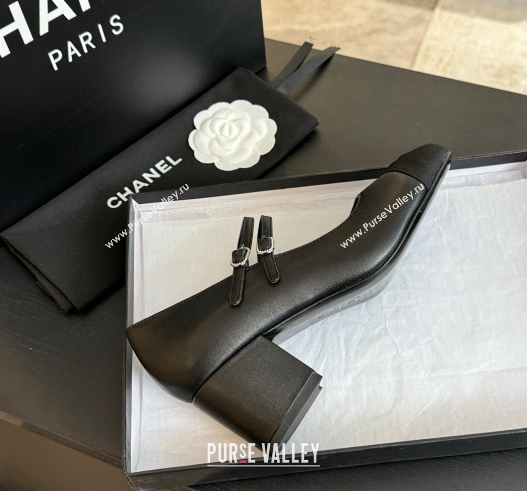 Chanel Lambskin Mary Janes Pump with Double Buckle Strap Black 2024 0425 (SS-240425083)
