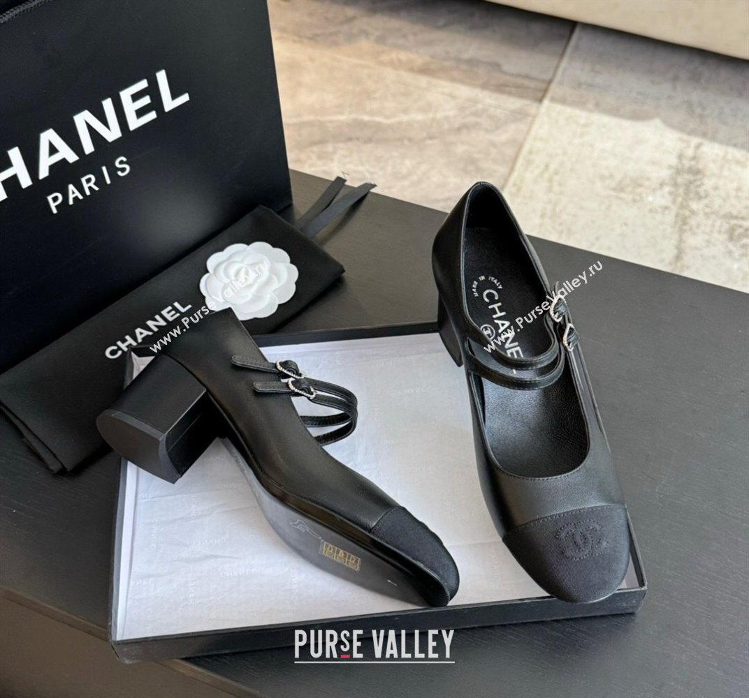 Chanel Lambskin Mary Janes Pump with Double Buckle Strap Black 2024 0425 (SS-240425083)