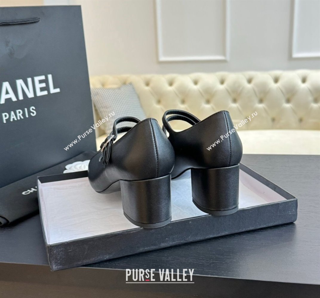 Chanel Lambskin Mary Janes Pump with Double Buckle Strap Black 2024 0425 (SS-240425083)