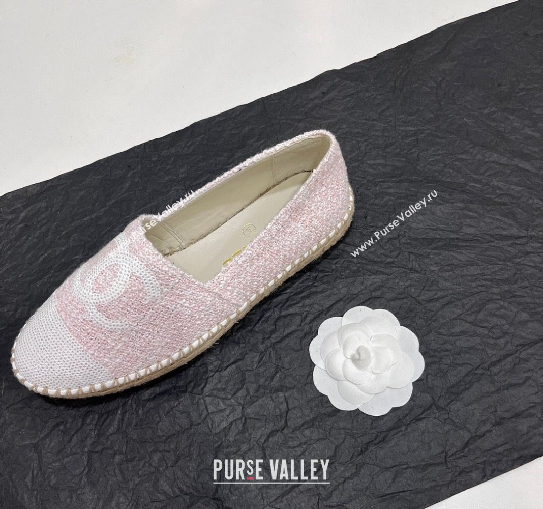 Chanel Tweed Sequins Espadrilles Flats G45602 Light Pink 2024 (KL-240425001)