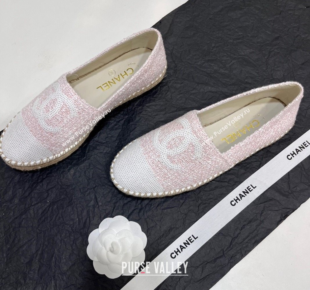 Chanel Tweed Sequins Espadrilles Flats G45602 Light Pink 2024 (KL-240425001)