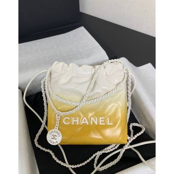 Chanel 22 Patent Gradient Calfskin Lacquered Metal Mini Shopping Bag AS3980 White/Yellow 2024 (yezi-240517017)