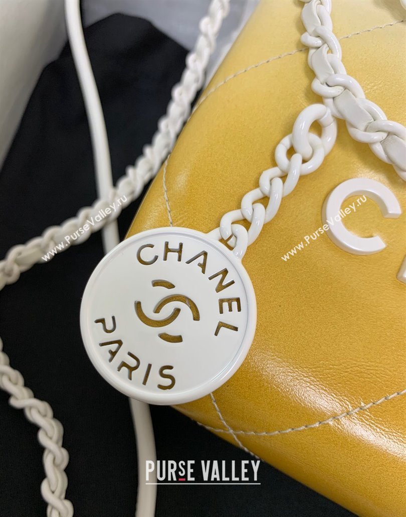 Chanel 22 Patent Gradient Calfskin Lacquered Metal Mini Shopping Bag AS3980 White/Yellow 2024 (yezi-240517017)