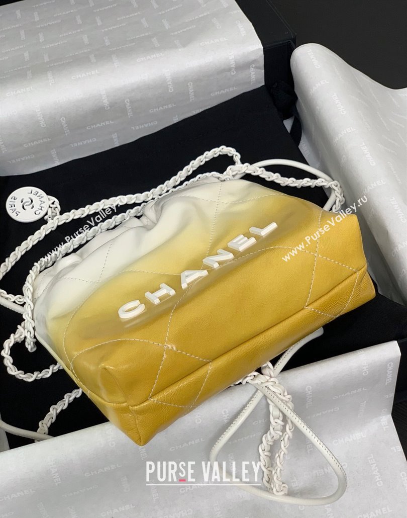 Chanel 22 Patent Gradient Calfskin Lacquered Metal Mini Shopping Bag AS3980 White/Yellow 2024 (yezi-240517017)