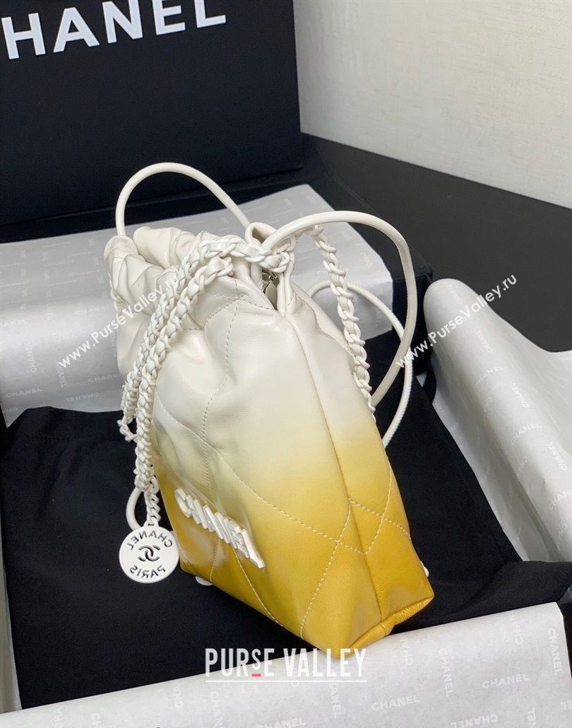 Chanel 22 Patent Gradient Calfskin Lacquered Metal Mini Shopping Bag AS3980 White/Yellow 2024 (yezi-240517017)