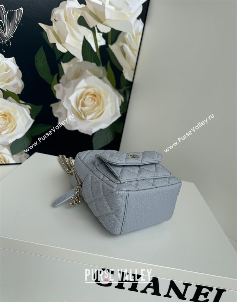 Chanel Grained Calfskin Mini Backpack Bag with Chain AP3573 Light Blue 2024 (yezi-240517001)
