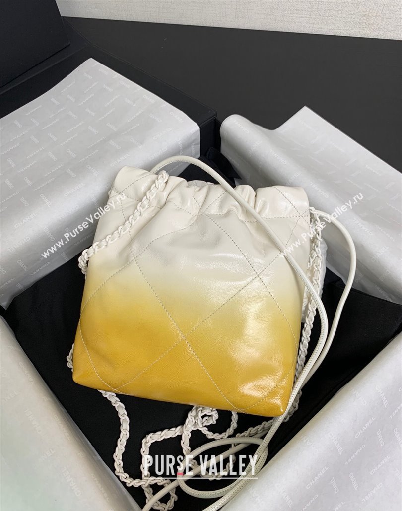 Chanel 22 Patent Gradient Calfskin Lacquered Metal Mini Shopping Bag AS3980 White/Yellow 2024 (yezi-240517017)