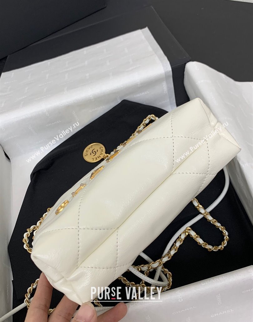 Chanel 22 Shiny Calfskin Mini Shopping Bag AS3980 White/Gold 2024 (yezi-240517018)