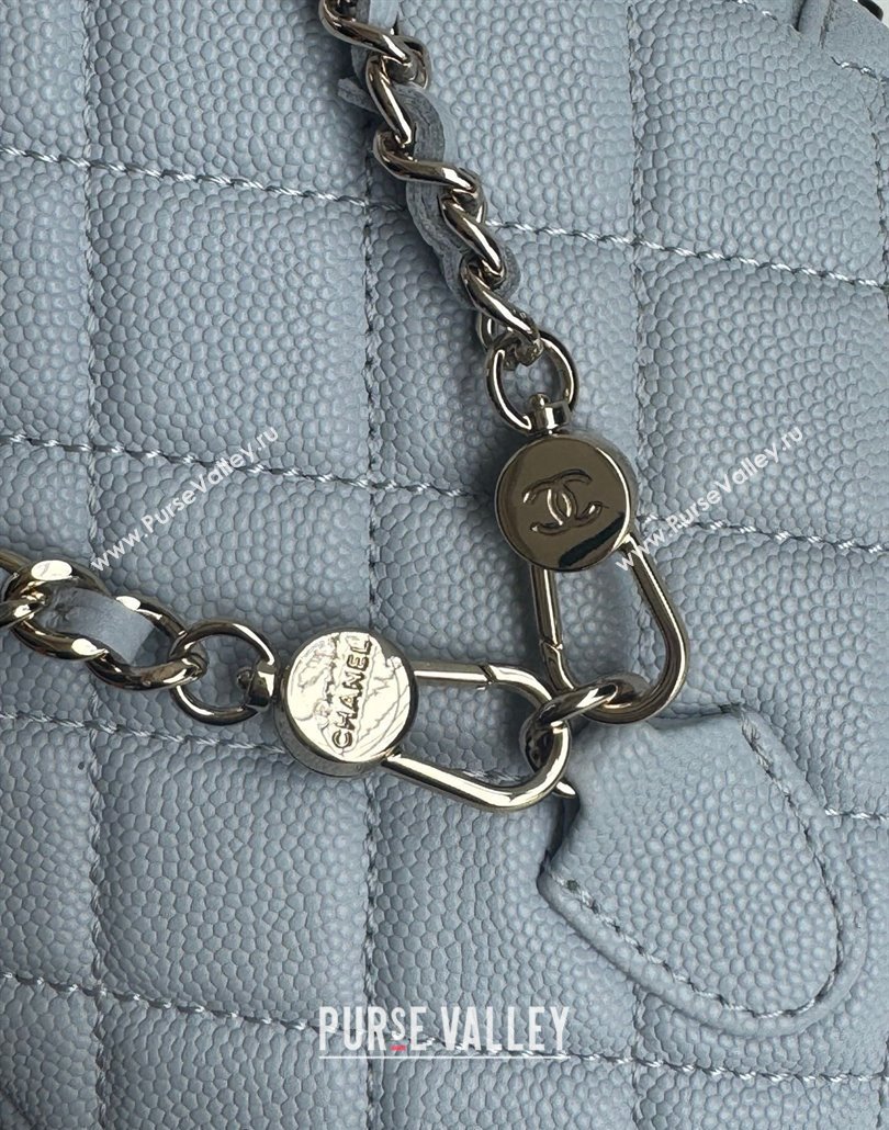 Chanel Grained Calfskin Mini Backpack Bag with Chain AP3573 Light Blue 2024 (yezi-240517001)