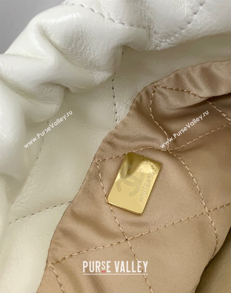 Chanel 22 Shiny Calfskin Mini Shopping Bag AS3980 White/Gold 2024 (yezi-240517018)
