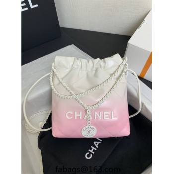 Chanel 22 Patent Gradient Calfskin Lacquered Metal Mini Shopping Bag AS3980 White/Light Pink 2024 (yezi-240517020)