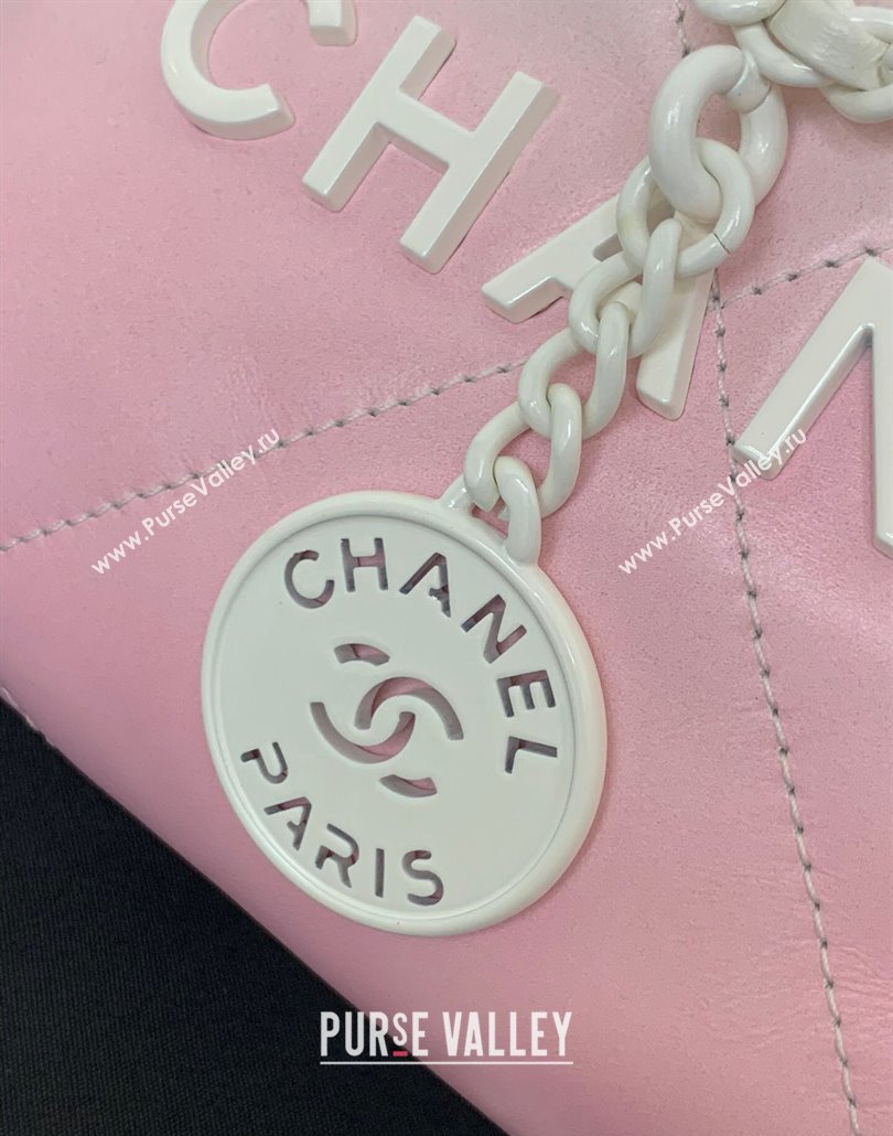 Chanel 22 Patent Gradient Calfskin Lacquered Metal Mini Shopping Bag AS3980 White/Light Pink 2024 (yezi-240517020)