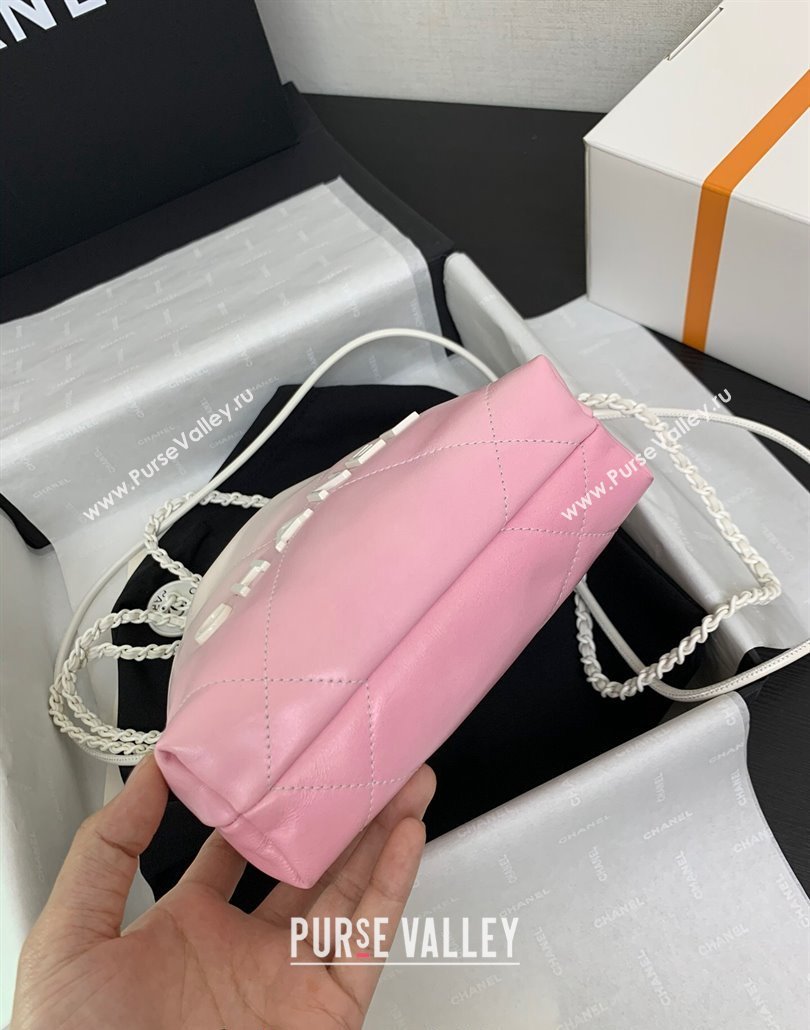 Chanel 22 Patent Gradient Calfskin Lacquered Metal Mini Shopping Bag AS3980 White/Light Pink 2024 (yezi-240517020)