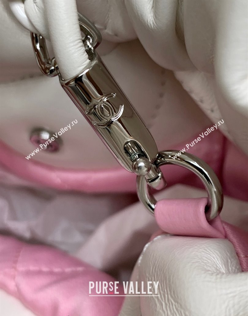 Chanel 22 Patent Gradient Calfskin Lacquered Metal Mini Shopping Bag AS3980 White/Light Pink 2024 (yezi-240517020)