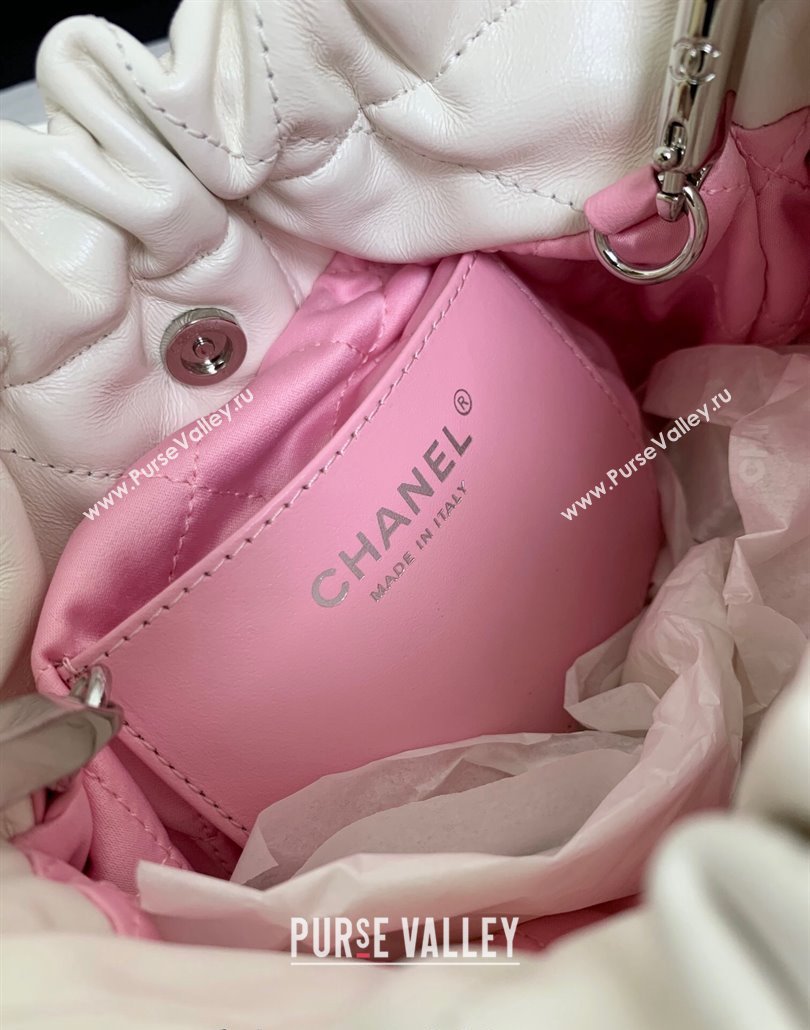 Chanel 22 Patent Gradient Calfskin Lacquered Metal Mini Shopping Bag AS3980 White/Light Pink 2024 (yezi-240517020)