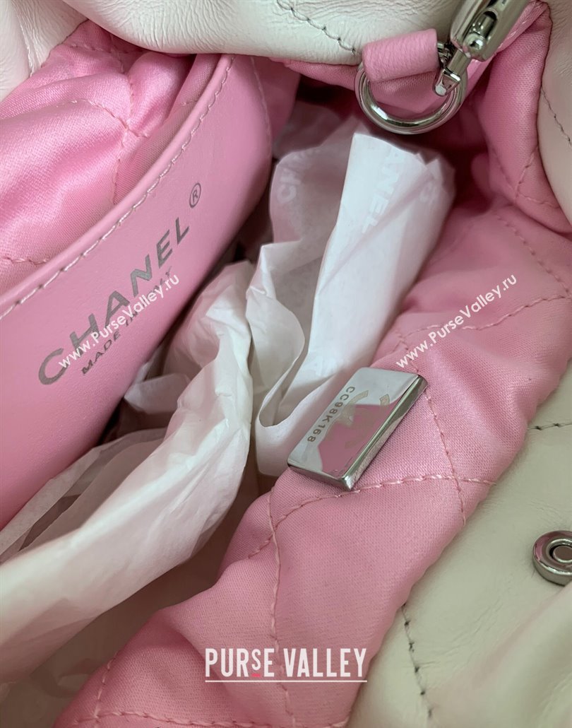 Chanel 22 Patent Gradient Calfskin Lacquered Metal Mini Shopping Bag AS3980 White/Light Pink 2024 (yezi-240517020)