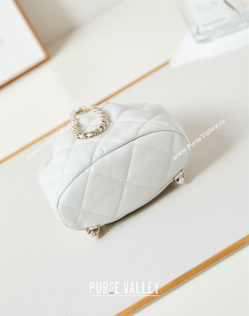 Chanel Shiny Lambskin Backpack bag AS4810 White 2024 (yezi-240518065)