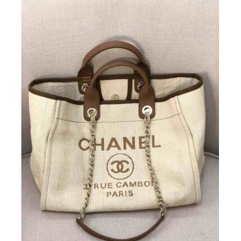 Chanel Deauville Mixed Fibers and Calfskin Shopping Bag A66941 Light Beige 2024 0517 (YD-240517033)