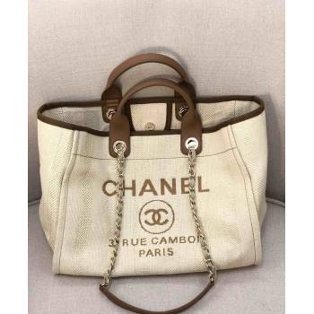Chanel Deauville Mixed Fibers and Calfskin Shopping Bag A66941 Light Beige 2024 0517 (YD-240517033)