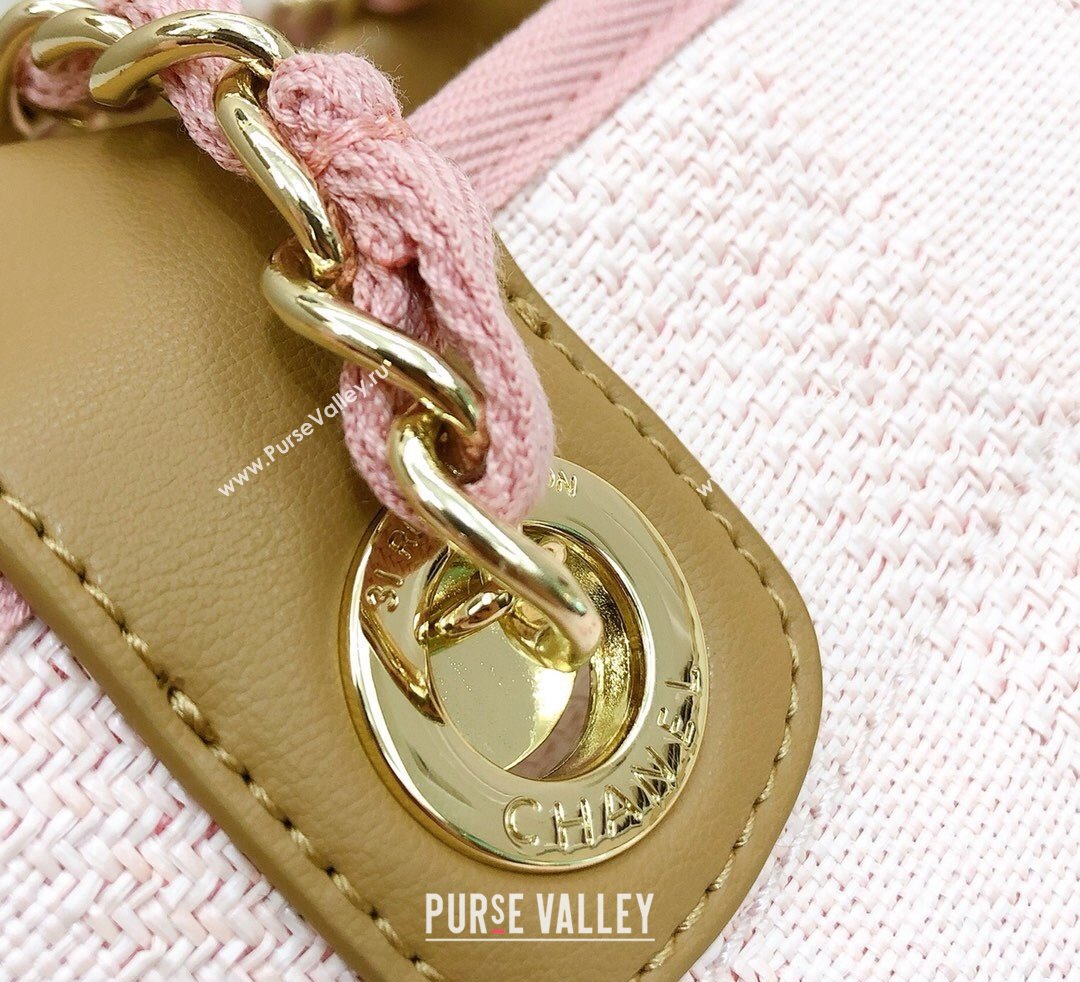 Chanel Deauville Mixed Fibers and Calfskin Shopping Bag A66941 White/Pink 2024 0517 (YD-240517036)