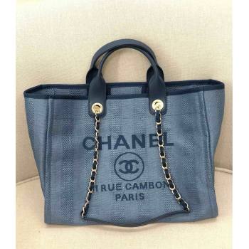 Chanel Deauville Mixed Fibers and Calfskin Shopping Bag A66941 Dark Blue 2024 0517 (YD-240517037)