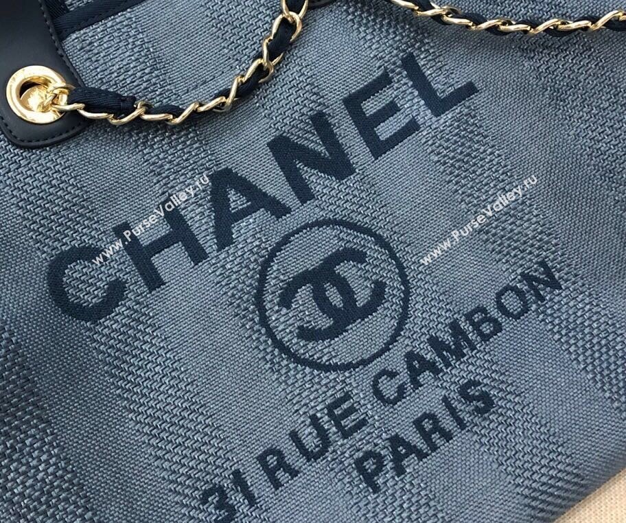 Chanel Deauville Mixed Fibers and Calfskin Shopping Bag A66941 Dark Blue 2024 0517 (YD-240517037)
