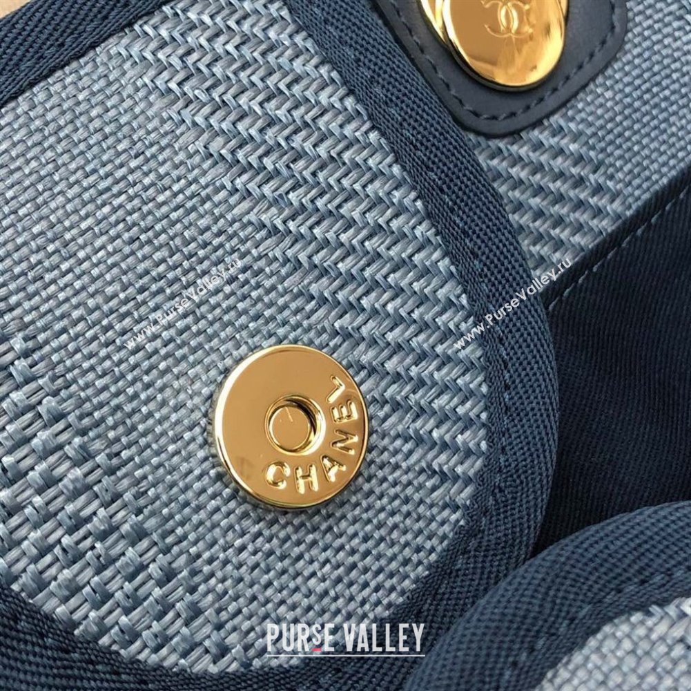 Chanel Deauville Mixed Fibers and Calfskin Shopping Bag A66941 Dark Blue 2024 0517 (YD-240517037)