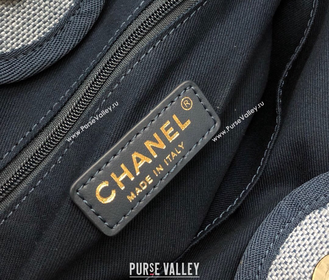 Chanel Deauville Mixed Fibers and Calfskin Shopping Bag A66941 Dark Blue 2024 0517 (YD-240517037)