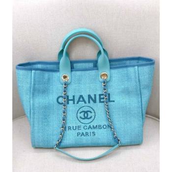 Chanel Deauville Mixed Fibers and Calfskin Shopping Bag A66941 Light Blue 2024 0517 (YD-240517038)