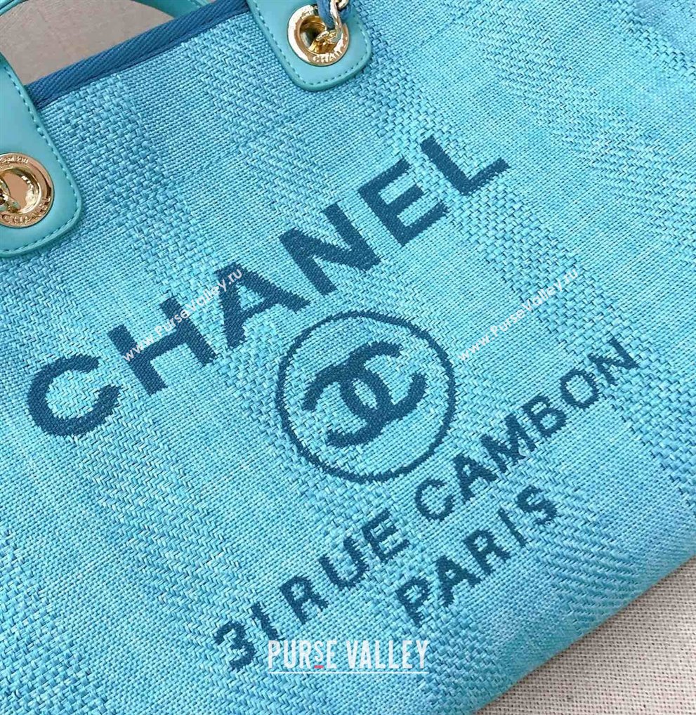 Chanel Deauville Mixed Fibers and Calfskin Shopping Bag A66941 Light Blue 2024 0517 (YD-240517038)