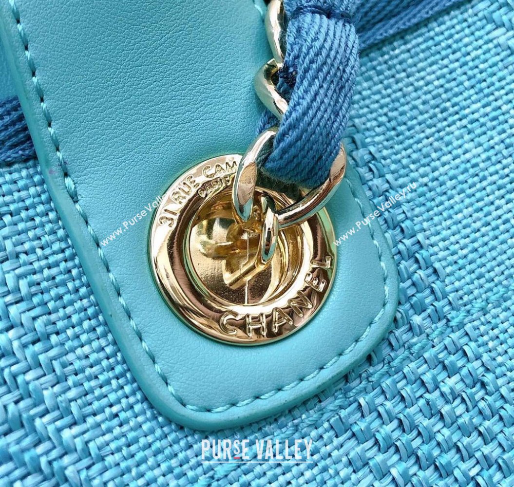 Chanel Deauville Mixed Fibers and Calfskin Shopping Bag A66941 Light Blue 2024 0517 (YD-240517038)