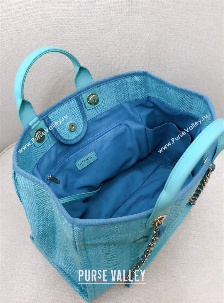 Chanel Deauville Mixed Fibers and Calfskin Shopping Bag A66941 Light Blue 2024 0517 (YD-240517038)