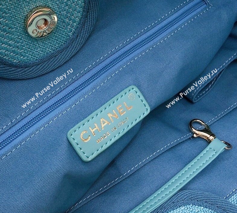 Chanel Deauville Mixed Fibers and Calfskin Shopping Bag A66941 Light Blue 2024 0517 (YD-240517038)