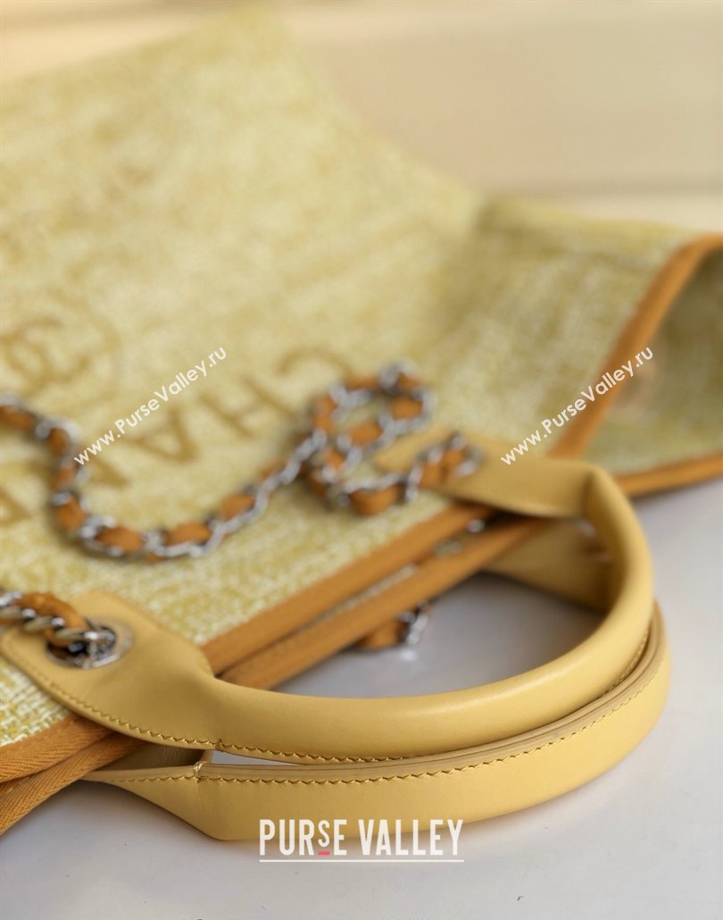 Chanel Deauville Mixed Fibers and Calfskin Shopping Bag A66941 Yellow 2024 0517 (YD-240517034)